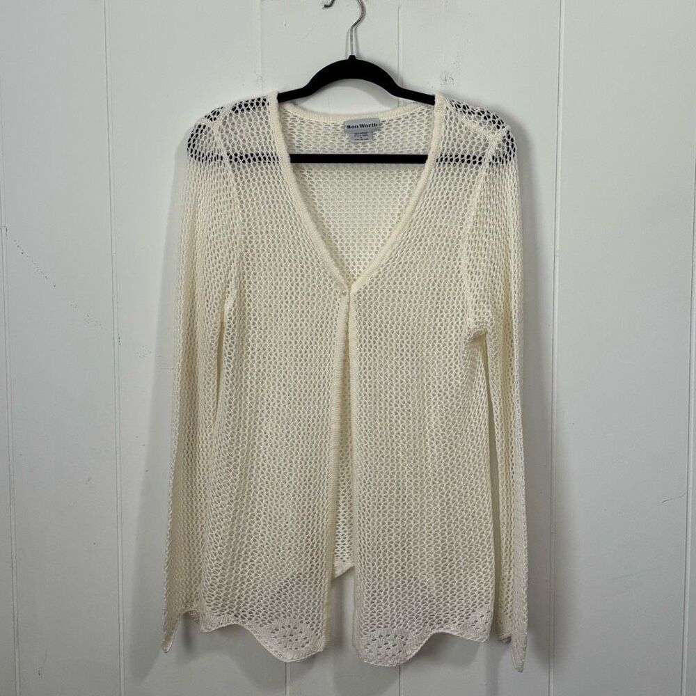 Vintage 90’s Bon Worth Crochet Cardigan Medium coastal‎ festival